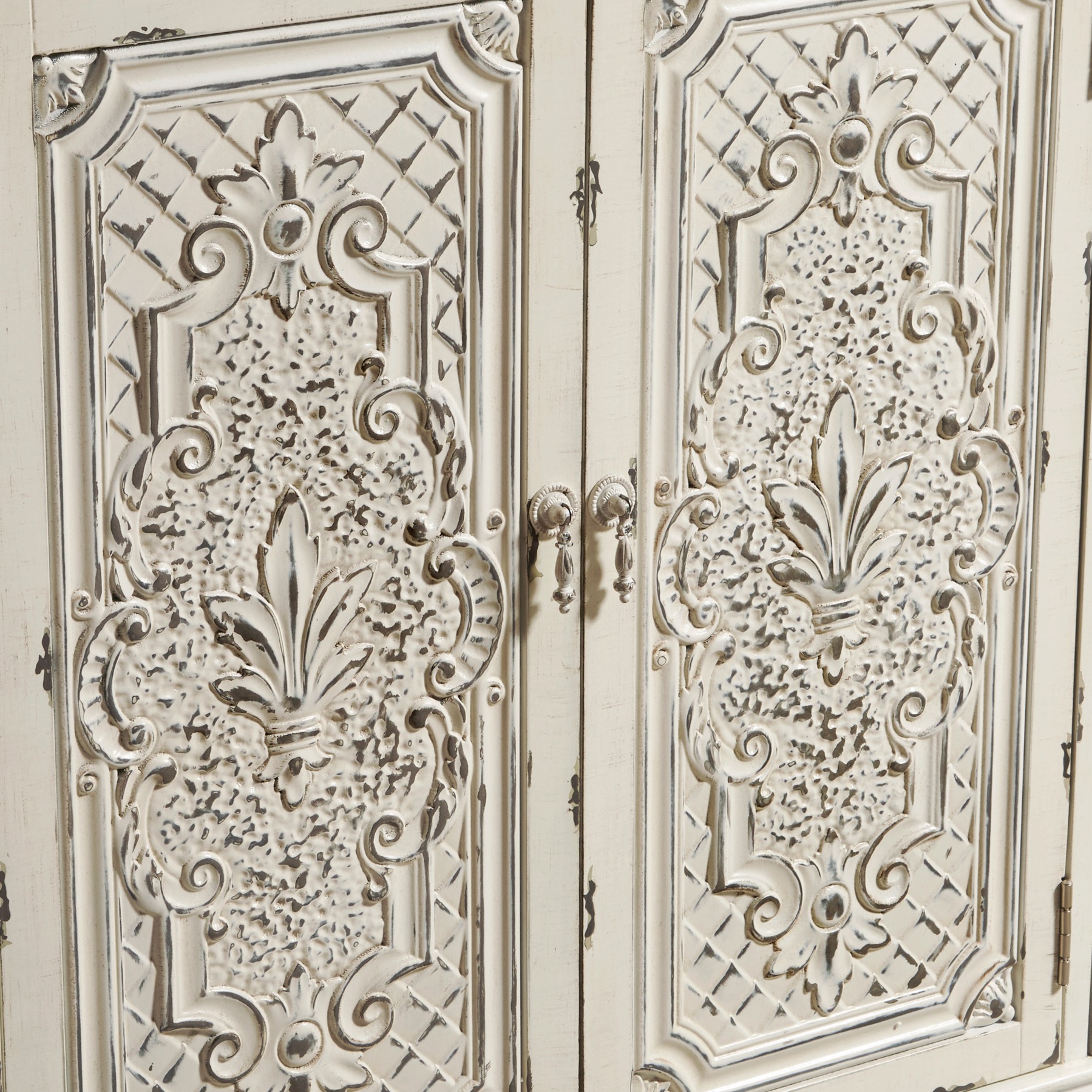 Ornate Four Door White Credenza