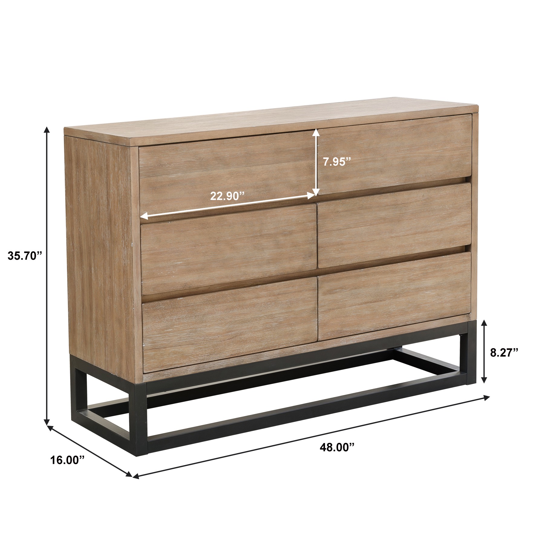 Modern Natural 6 Drawer Dresser
