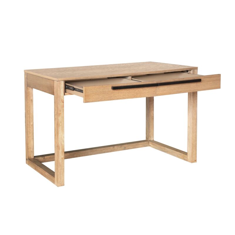 Ds D568 800 Modern Blonde Oak Writing Desk With Two Drawers S3