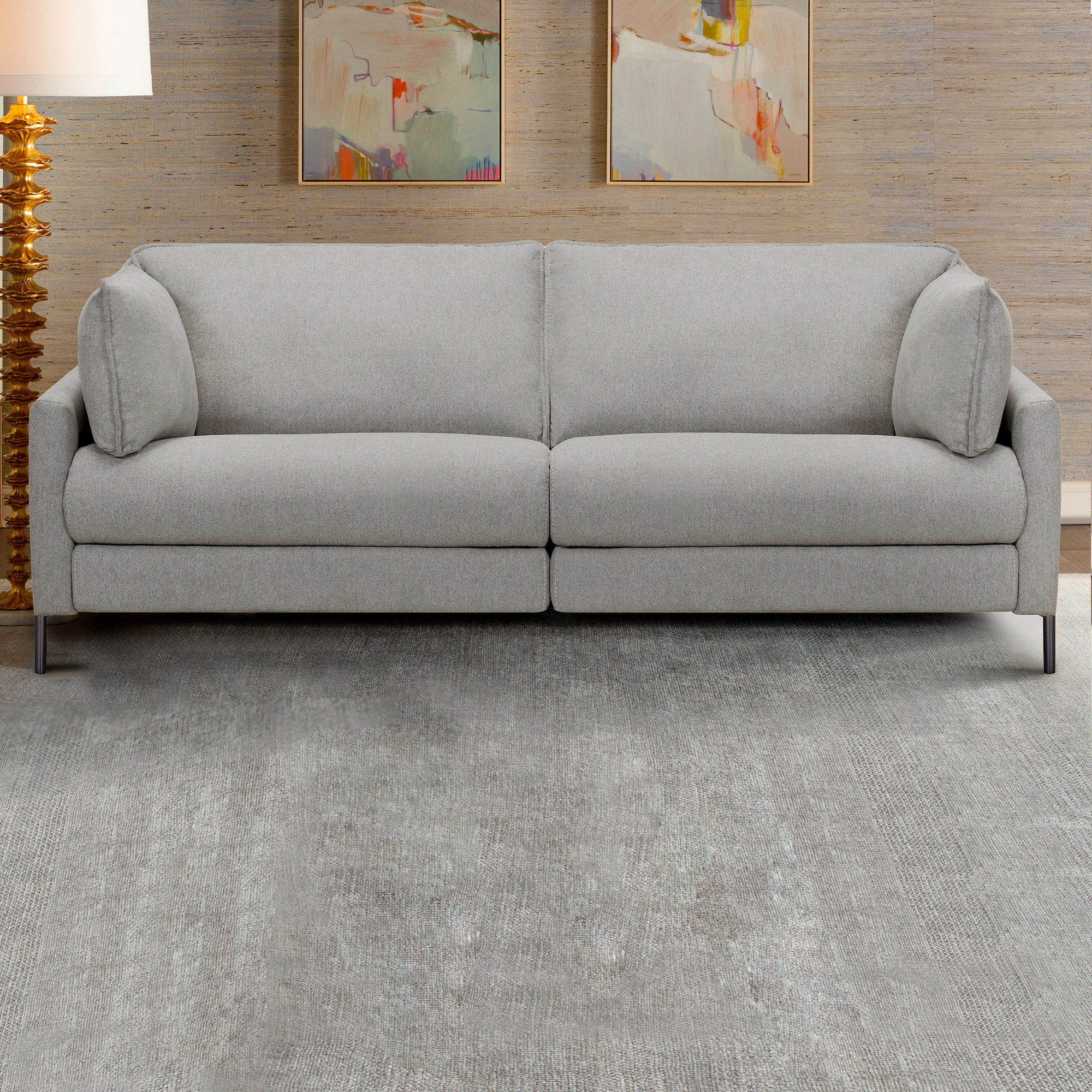 Juliett 80 Modern Gray Fabric Power Reclining Sofa In Pebble By Armen Living