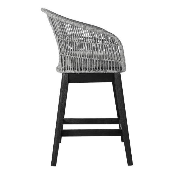 Armen Living Lctfbagrbl26 Tutti Frutti Indoor Outdoor Counter Height Bar Stool In Black Brushed Wood With Grey Rope 08