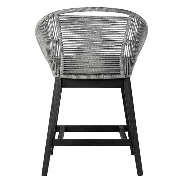 Armen Living Lctfbagrbl26 Tutti Frutti Indoor Outdoor Counter Height Bar Stool In Black Brushed Wood With Grey Rope 09