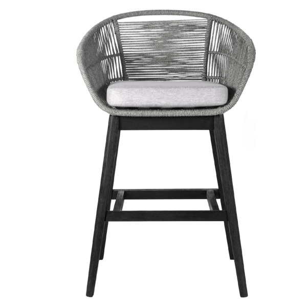Armen Living Lctfbagrbl30 Tutti Frutti Indoor Outdoor Bar Height Bar Stool In Black Brushed Wood With Grey Rope 02