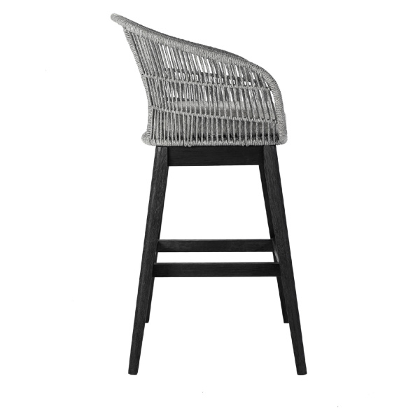 Armen Living Lctfbagrbl30 Tutti Frutti Indoor Outdoor Bar Height Bar Stool In Black Brushed Wood With Grey Rope 03