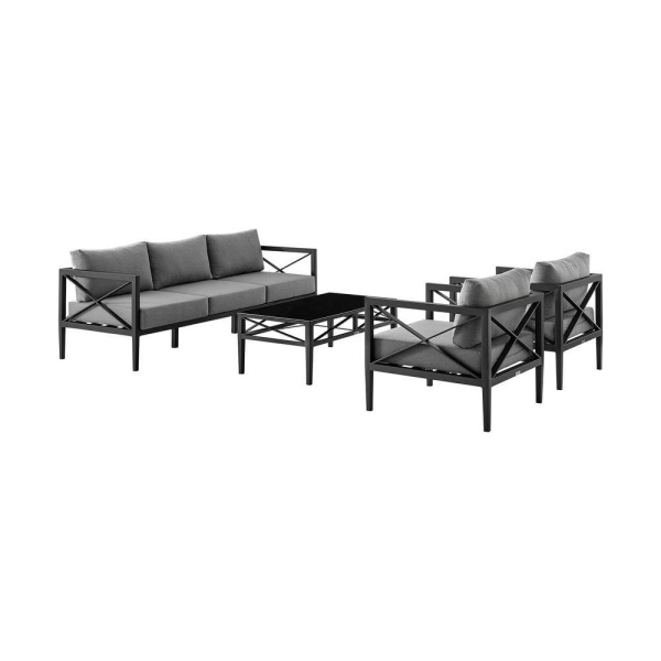 SETODSODKGR Sonoma Outdoor 4 piece Set in Dark Grey Finish and Dark Grey Cushions
