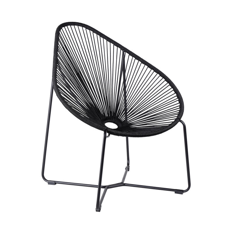LCACSIBL Acapulco Indoor Outdoor Steel Papasan Lounge Chair with Black Rope