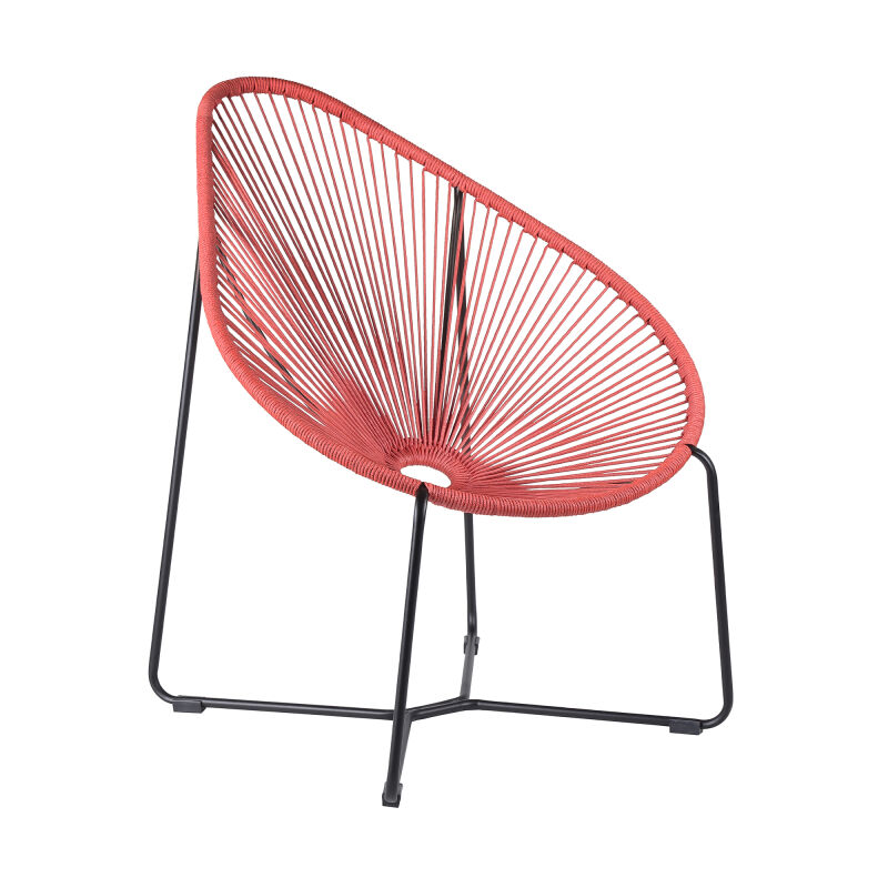 LCACSIBRK Acapulco Indoor Outdoor Steel Papasan Lounge Chair with Brick Red Rope