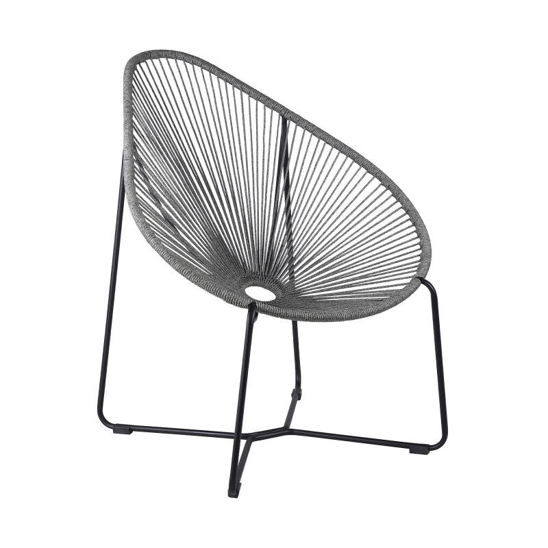 LCACSIGRY Acapulco Indoor Outdoor Steel Papasan Lounge Chair with Grey Rope