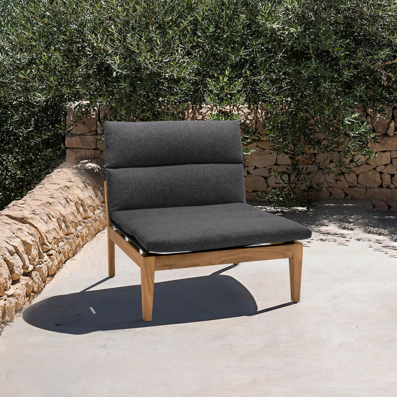 LCARCHDK Arno Outdoor Modular Teak Wood Lounge Chair with Charcoal Olefin
