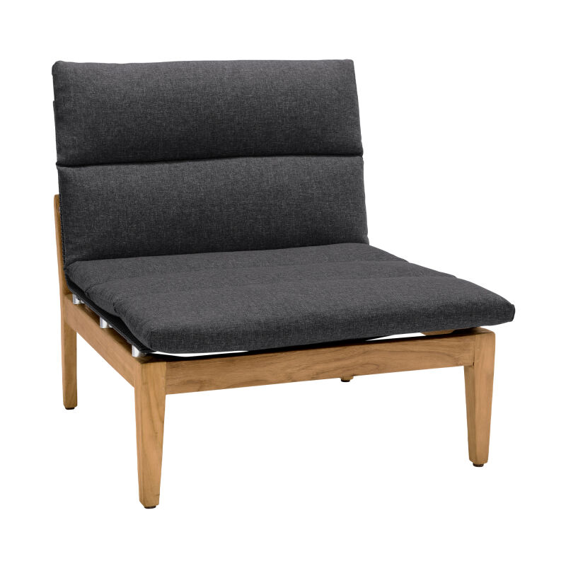 LCARCHDK Arno Outdoor Modular Teak Wood Lounge Chair with Charcoal Olefin