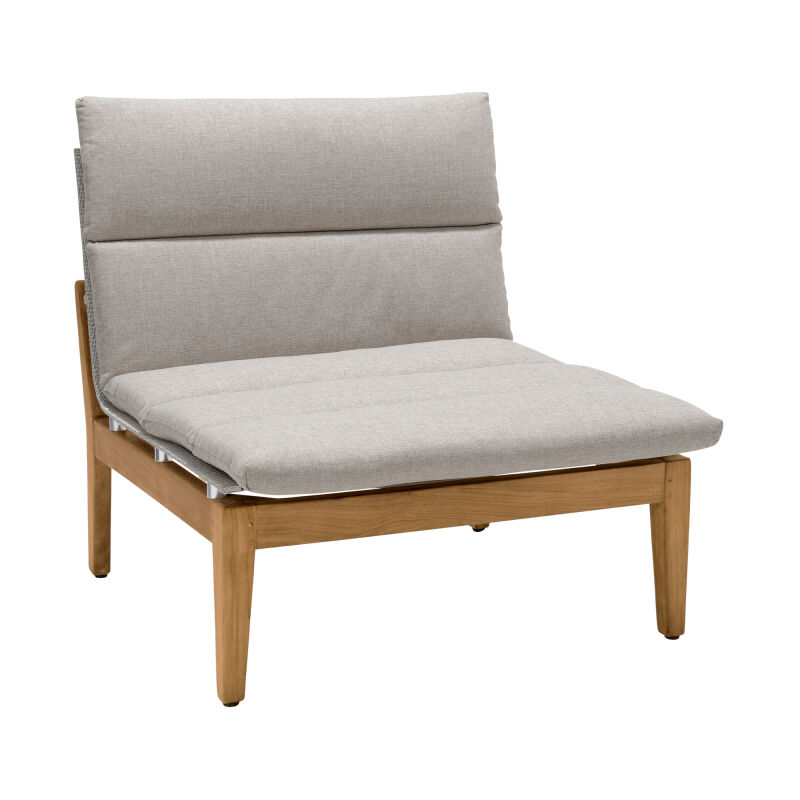 LCARCHLT Arno Outdoor Modular Teak Wood Lounge Chair with Beige Olefin