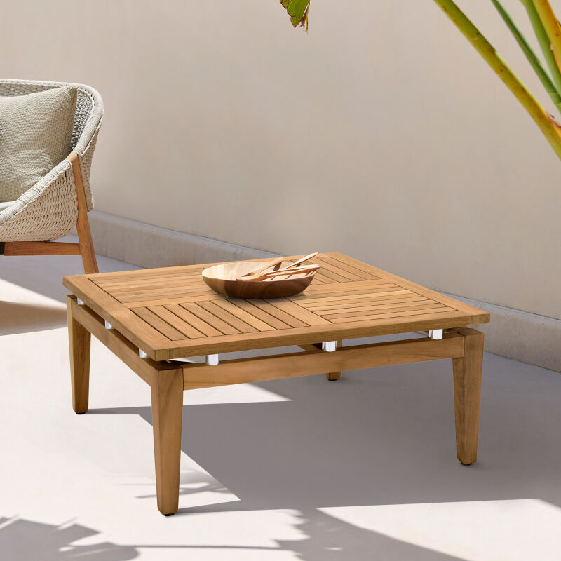 LCARCOTK Arno Outdoor Square Teak Wood Coffee Table