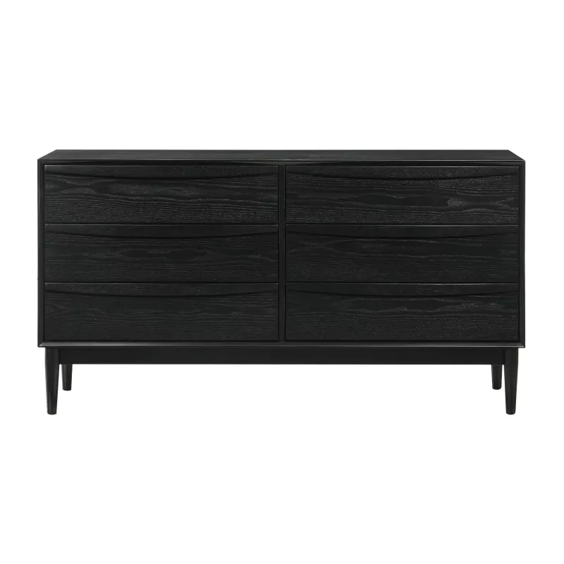 LCARDRBLK Artemio 6 Drawer Wood Dresser in Black Finish