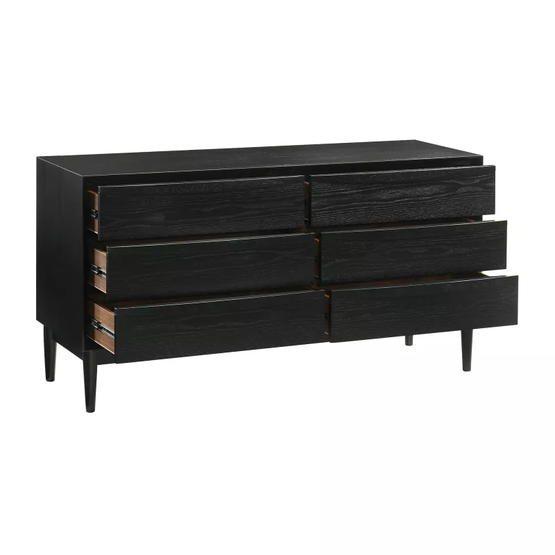 Lcardrblk Artemio 6 Drawer Wood Dresser In Black Finish 2
