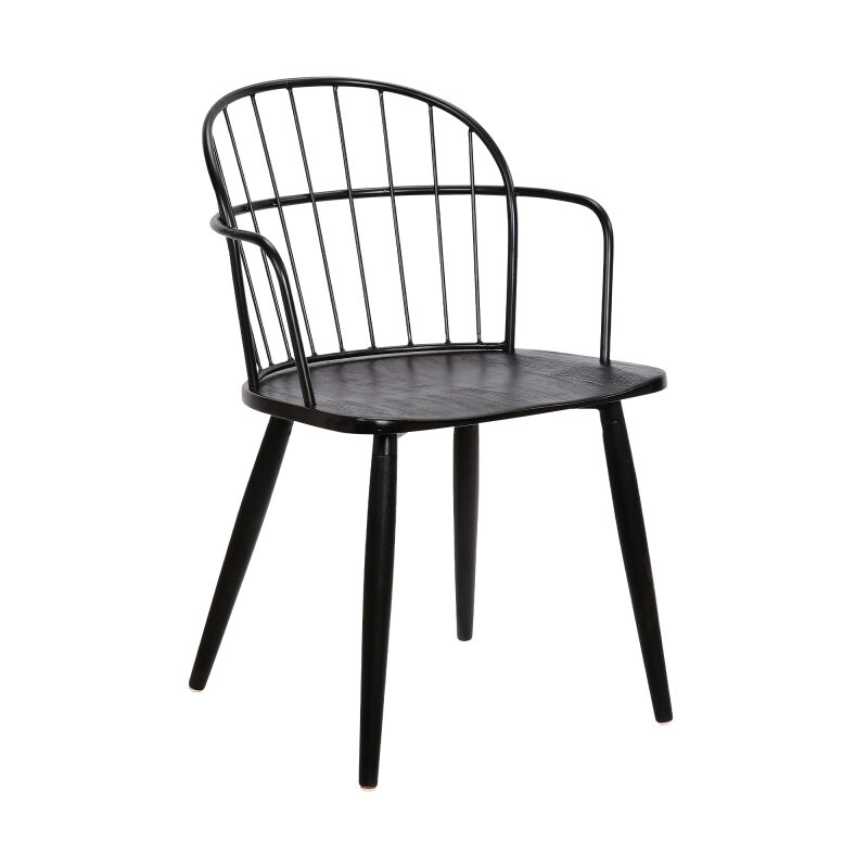 LCBDSIBLBL Bradley Steel Framed Side Chair in Black Powder Coated Finish and Black Brushed Wood