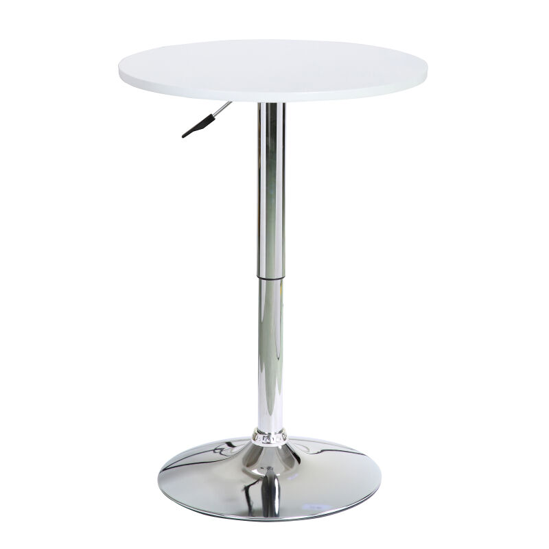Beney Adjustable Pub Table in White and Metal finishtl in Chrome by Armen Living