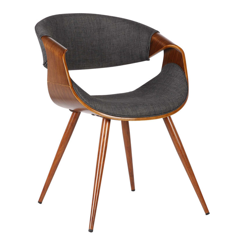 LCBUCHWACH Butterfly Mid-Century Dining Chair in Walnut Finish and Charcoal Fabric