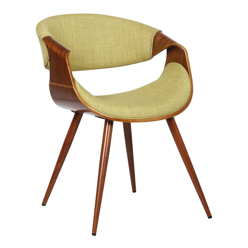 LCBUCHWAGR Butterfly Mid-Century Dining Chair in Walnut Finish and Green Fabric
