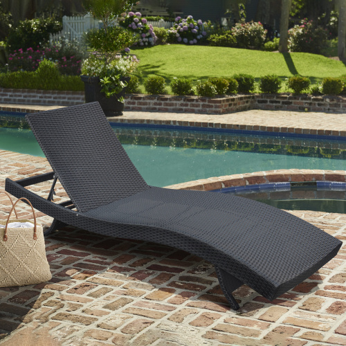 LCCALOBL Cabana Outdoor Adjustable Wicker Chaise Lounge Chair