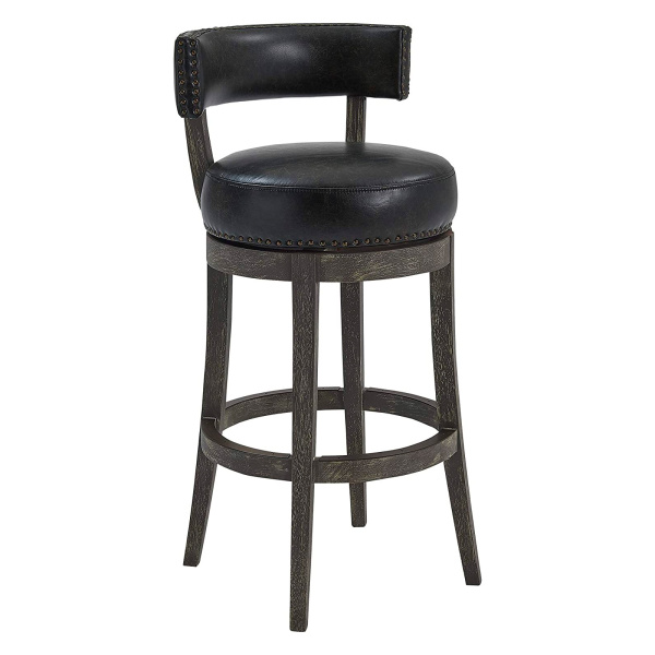LCCBBAGRON26 Corbin 26" Counter Wood Swivel Height Barstool in American Gray Finish with Onyx Faux Leather