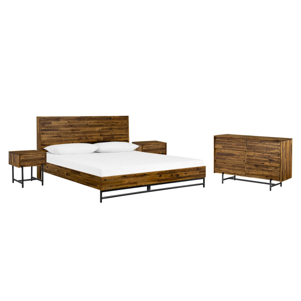 SETCUBDQN4A Cusco 4 Piece Acacia Queen Bedroom Set with Dresser and Nightstands
