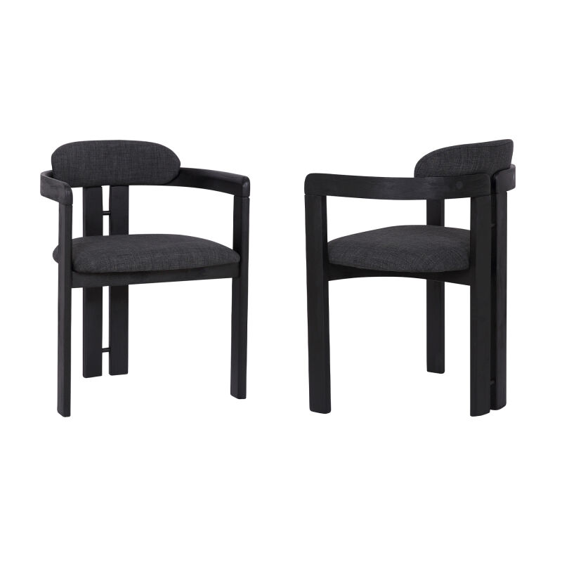 LCJZCHCHBL Jazmin Contemporary Dining Chair in Black Brushed Wood Finish and Charcoal Fabric - Set of 2