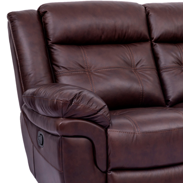 Lcmc3br Marcel Manual Reclining Sofa In Dark Brown Leather 3