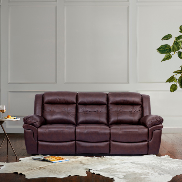 LCMC3BR Marcel Manual Reclining Sofa in Dark Brown Leather
