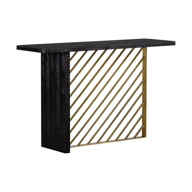 LCMOCNBL Monaco Black Wood Console Table with Antique Brass Accent