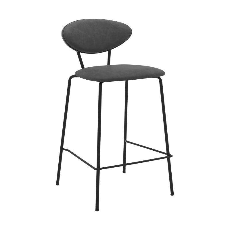 LCNEBABLGR26 Neo 26" Gray Faux Leather and Metal Counter Height Bar Stool