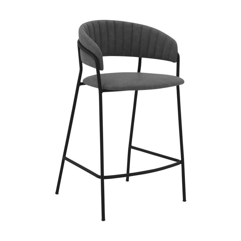 LCNRBABLGRY26 Nara 26" Gray Faux Leather and Metal Counter Height Bar Stool