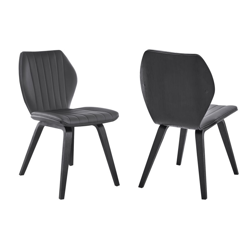 LCONSIBLGR Ontario Gray Faux Leather and Black Wood Dining Chairs (Set of 2)