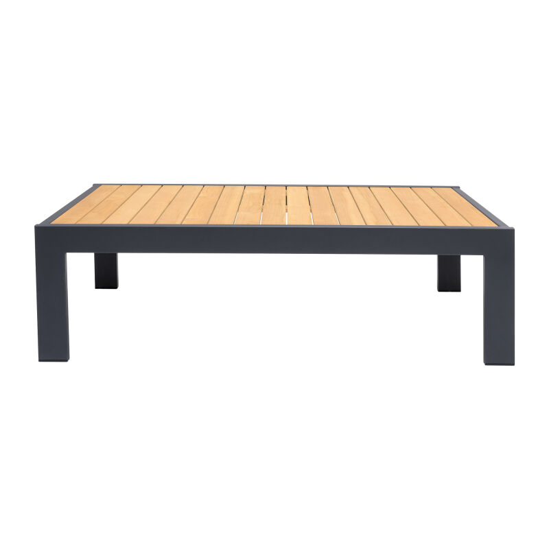 LCPACOGR Palau Outdoor Coffee Table in Dark Grey with Natural Teak Wood Top