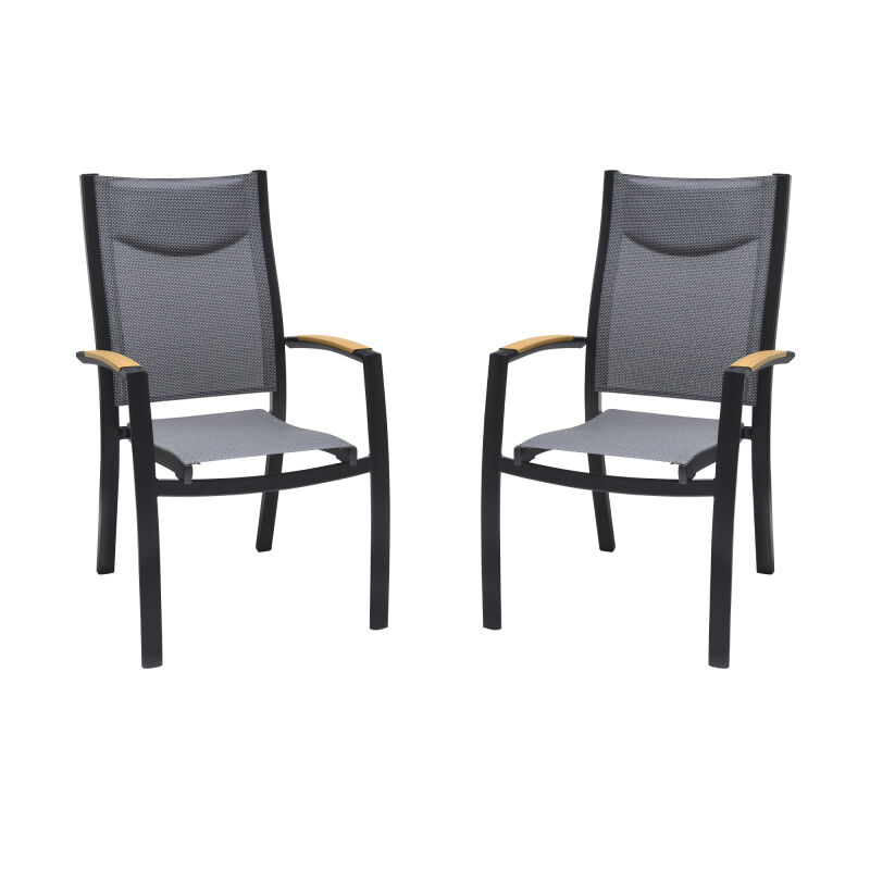 LCPNCHGR Panama Outdoor Black Aluminum Stacking Dining Chair - Set of 2