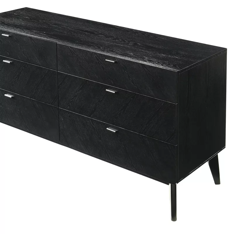 Lcptdrblk Petra 6 Drawer Wood Dresser In Black Finish 6