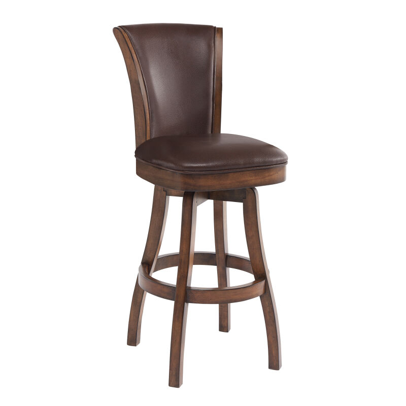 LCRABASIKACH30 Raleigh 30" Bar Height Swivel Wood Barstool in Chestnut Finish and Kahlua Faux Leather