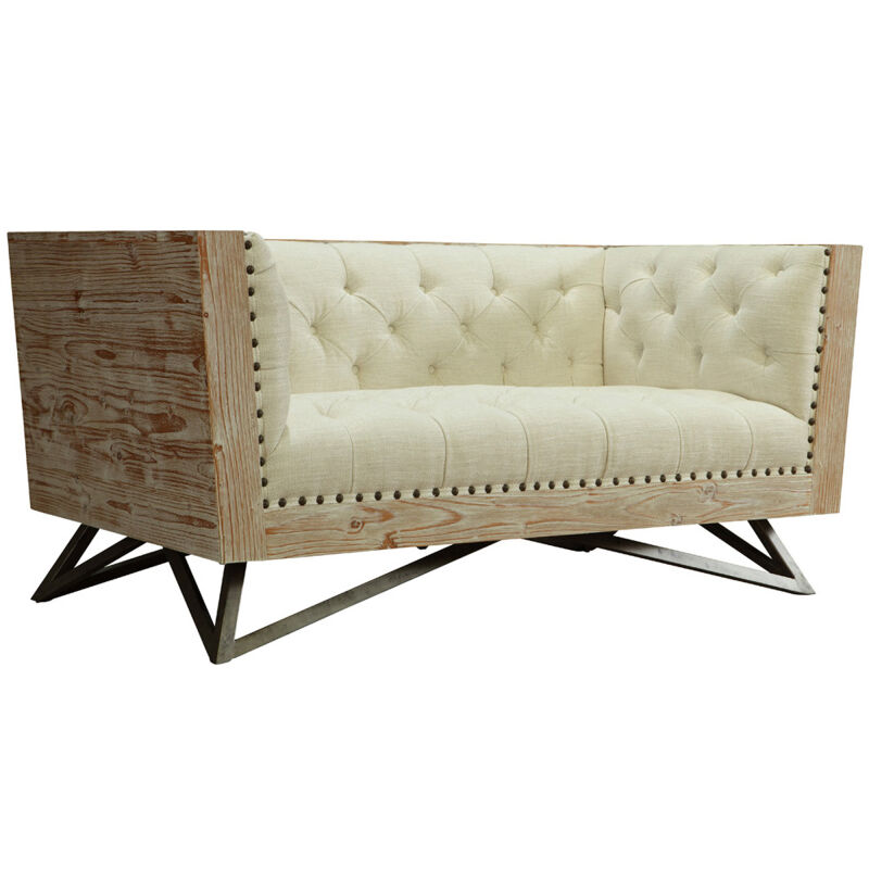 LCRE2CR Regis Cream Loveseat With Pine Frame And Gunmetal Legs