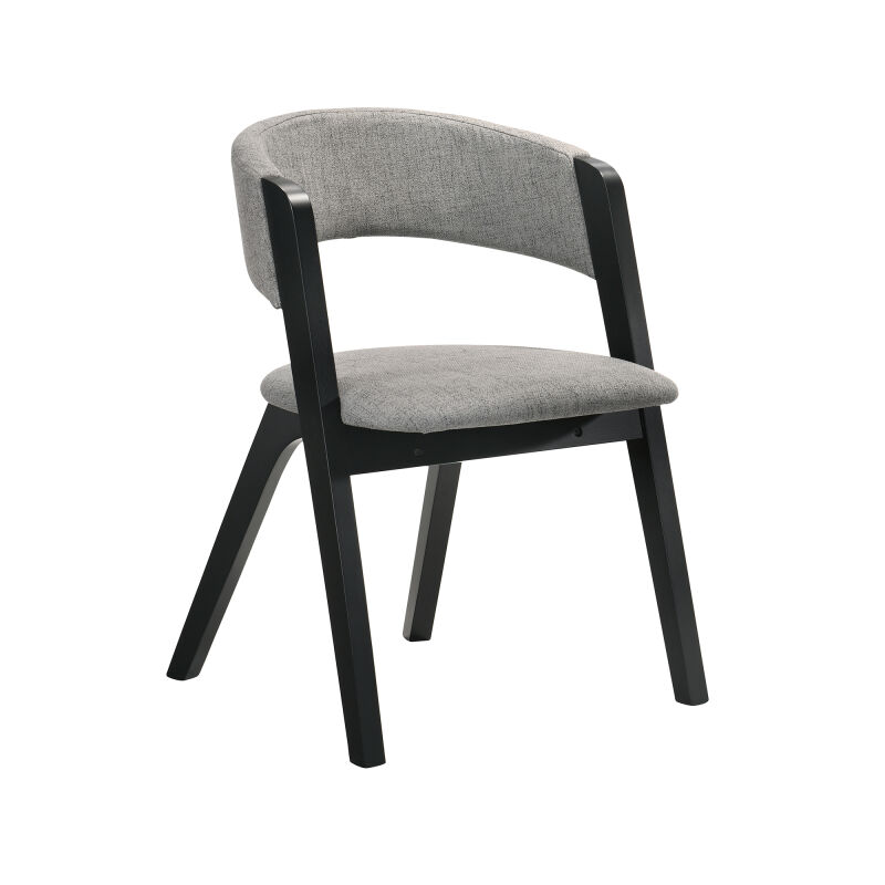 Rowan Gray Upholstered Dining Chairs in Black Finish - Set of 2 by ...
