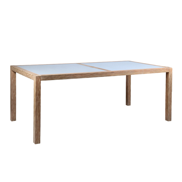 LCSIDIEUC Sienna Outdoor Eucalyptus Dining Table with Grey Teak Finish and Super Stone Top