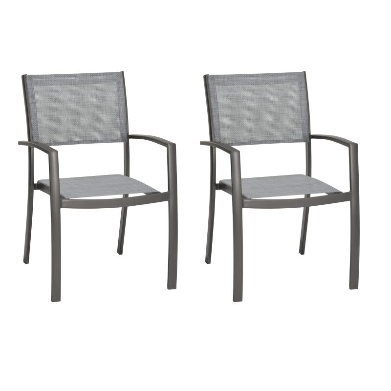 LCSLCHGR Solana Outdoor Aluminum Arm Dining Chairs in Cosmos Grey Finish - Set of 2