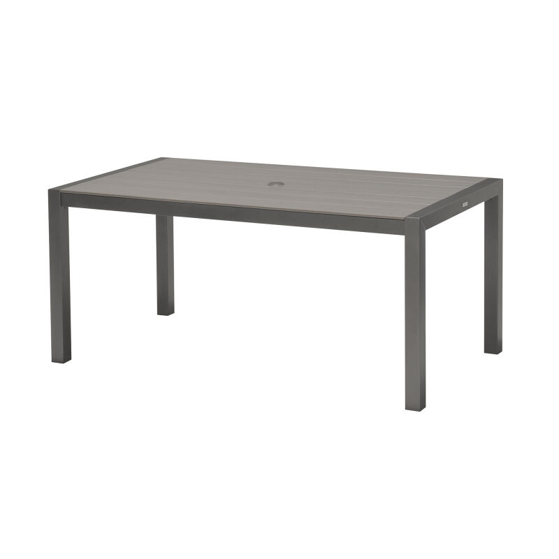 LCSLDIGR Solana Outdoor Rectangular Aluminum Dining Table in Cosmos Grey Finish with Wood Top