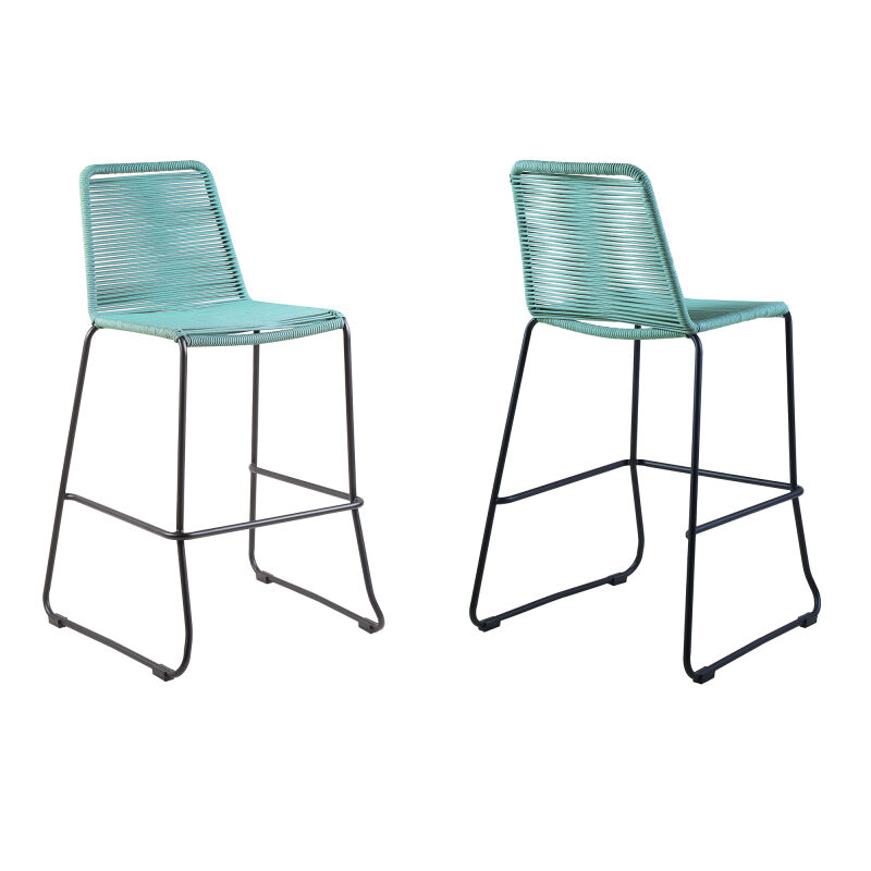 LCSTBABLWSB30 Shasta 30" Outdoor Metal and Wasabi Rope Stackable Barstool - Set of 2