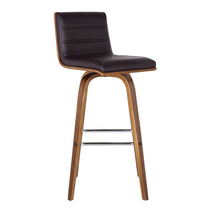 LCVIBABRWA26 Vienna 26" Counter Height Barstool in Walnut Wood Finish with Brown Faux Leather