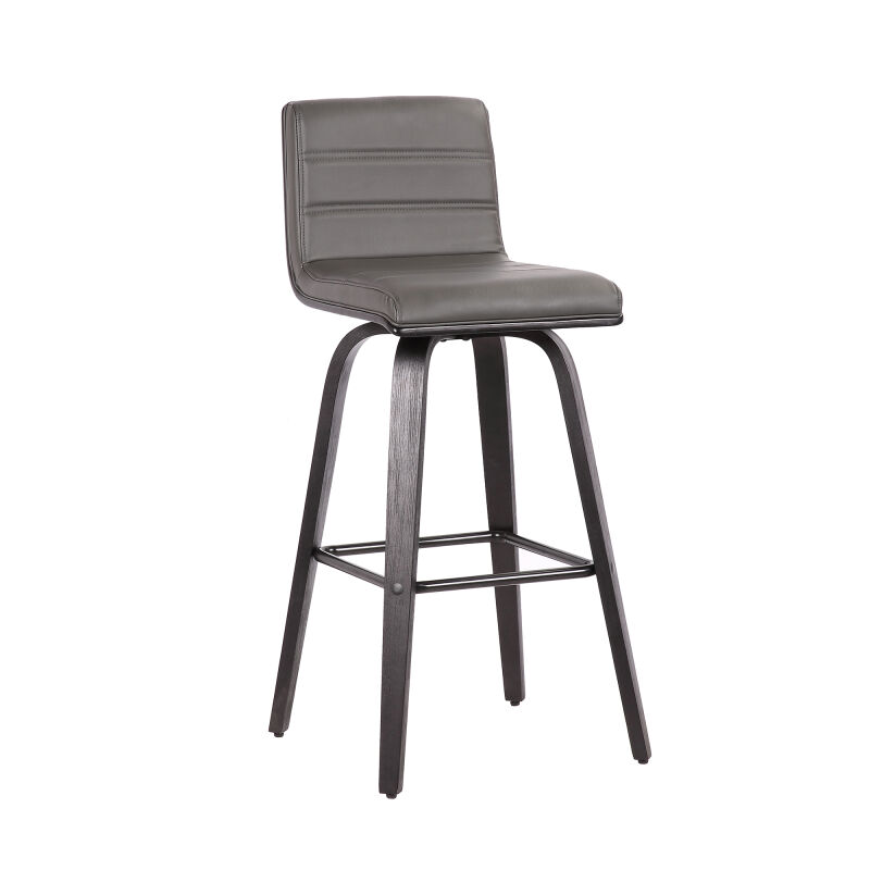 LCVIBAGRBL30 Vienna 30" Bar Height Barstool in Black Brushed Wood Finish with Gray Faux Leather