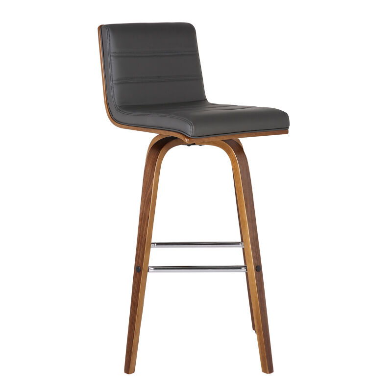 LCVIBAGRWA26 Vienna 26" Counter Height Barstool in Walnut Wood Finish with Gray Faux Leather