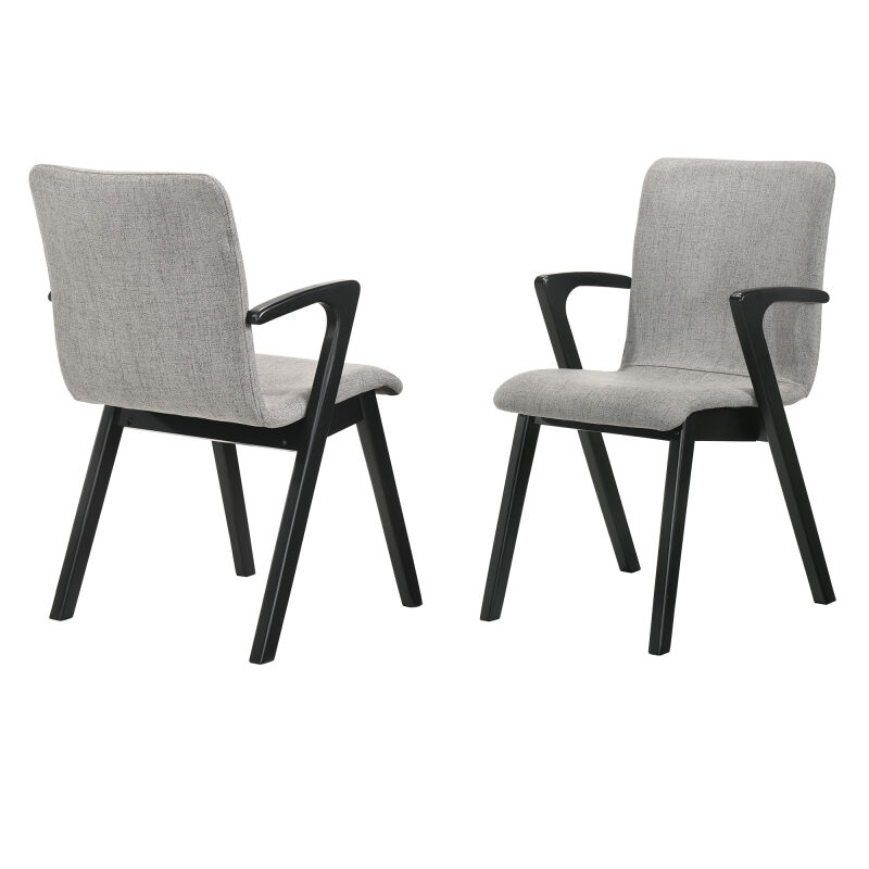 LCVRSIGRBL Varde Mid-Century Gray Upholstered Dining Chairs in Black Finish (Set of 2)