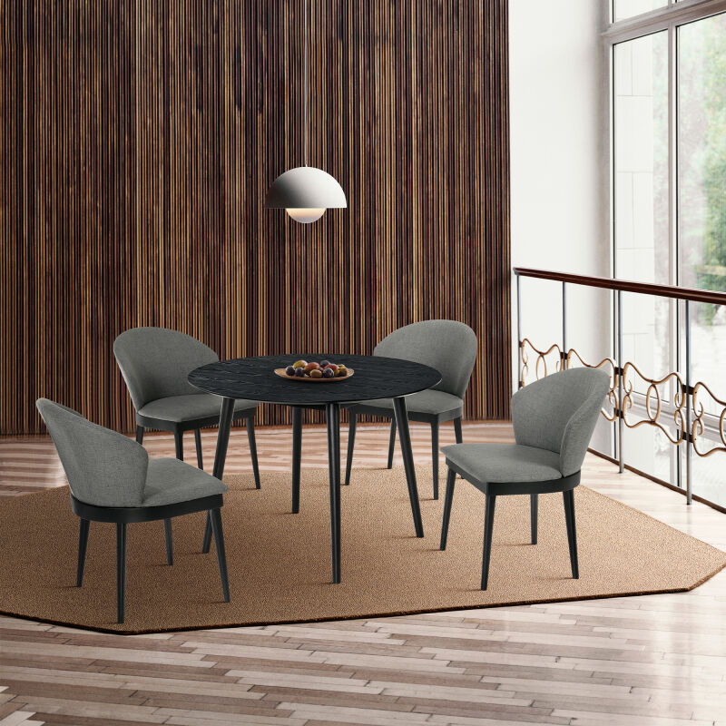 SETARDI5JNBLCH42 Arcadia and Juno 42" Round Charcoal and Black Wood 5 Piece Dining Set
