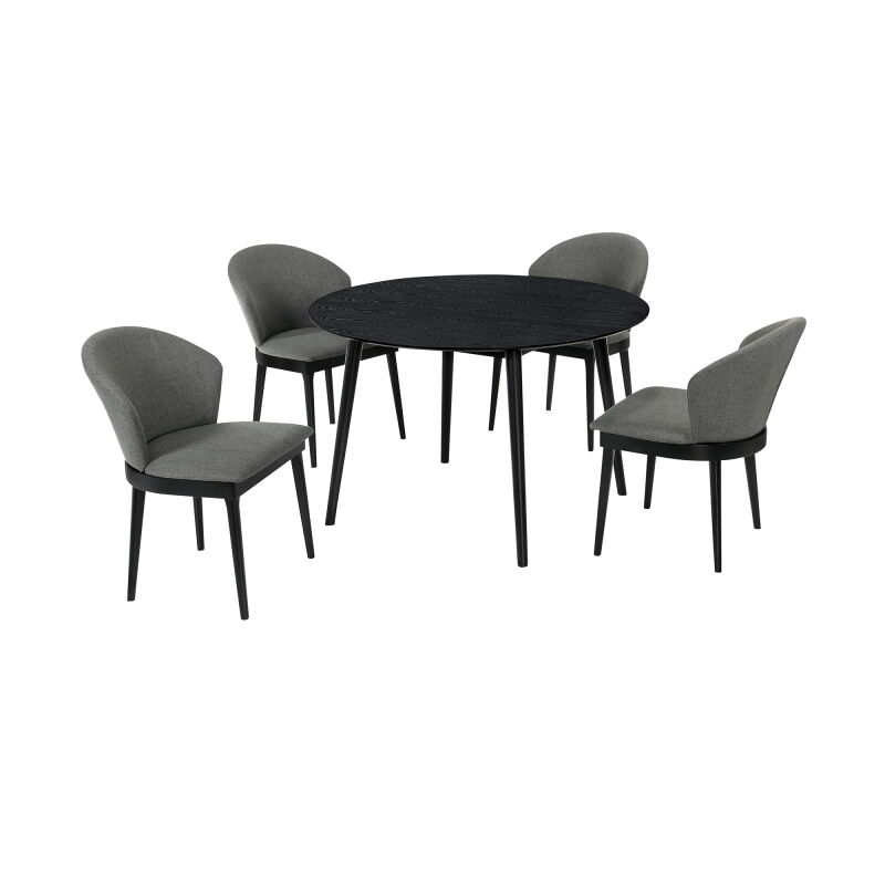 SETARDI5JNBLCH48 Arcadia and Juno 48" Round Charcoal and Black Wood 5 Piece Dining Set