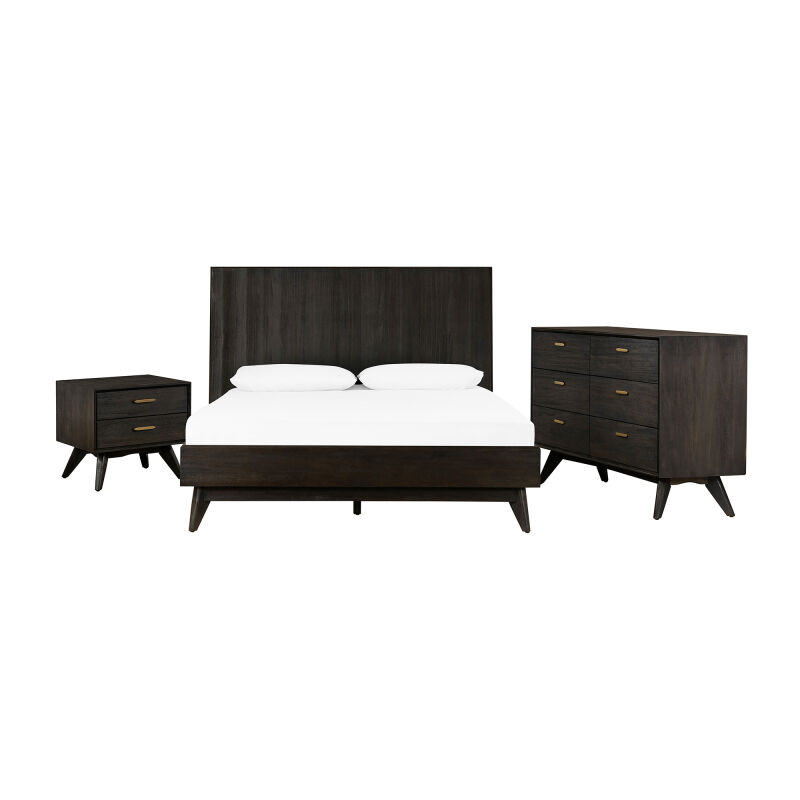 SETLFBDQN3A Baly 3 Piece Acacia Queen Loft Bed and Nightstands Bedroom Set