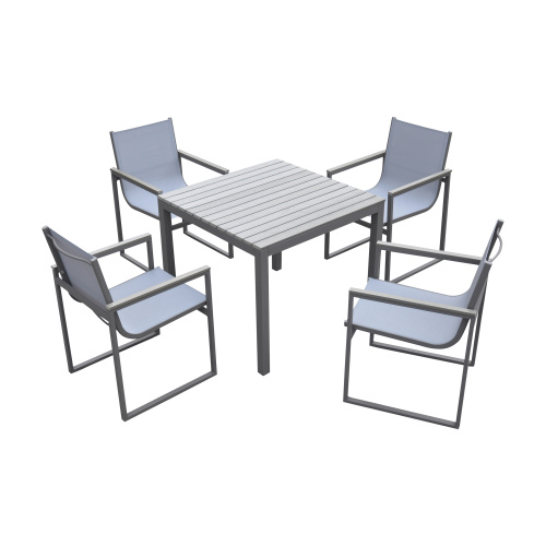 SETODBI Bistro Dining Set Grey Powder Coated Finish (Table with 4 chairs)